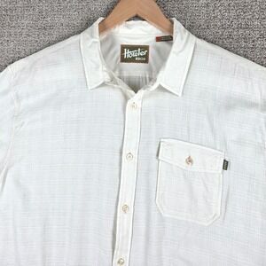 Howler Bros Mens White Plaid Short Sleeve Button Up Shirt Size XL 100% Cotton